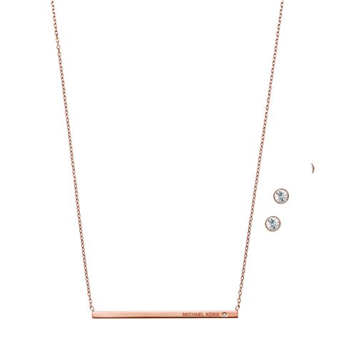 michael kors bar pendant necklace and stud earrings set|Michael Kors necklaces on sale.